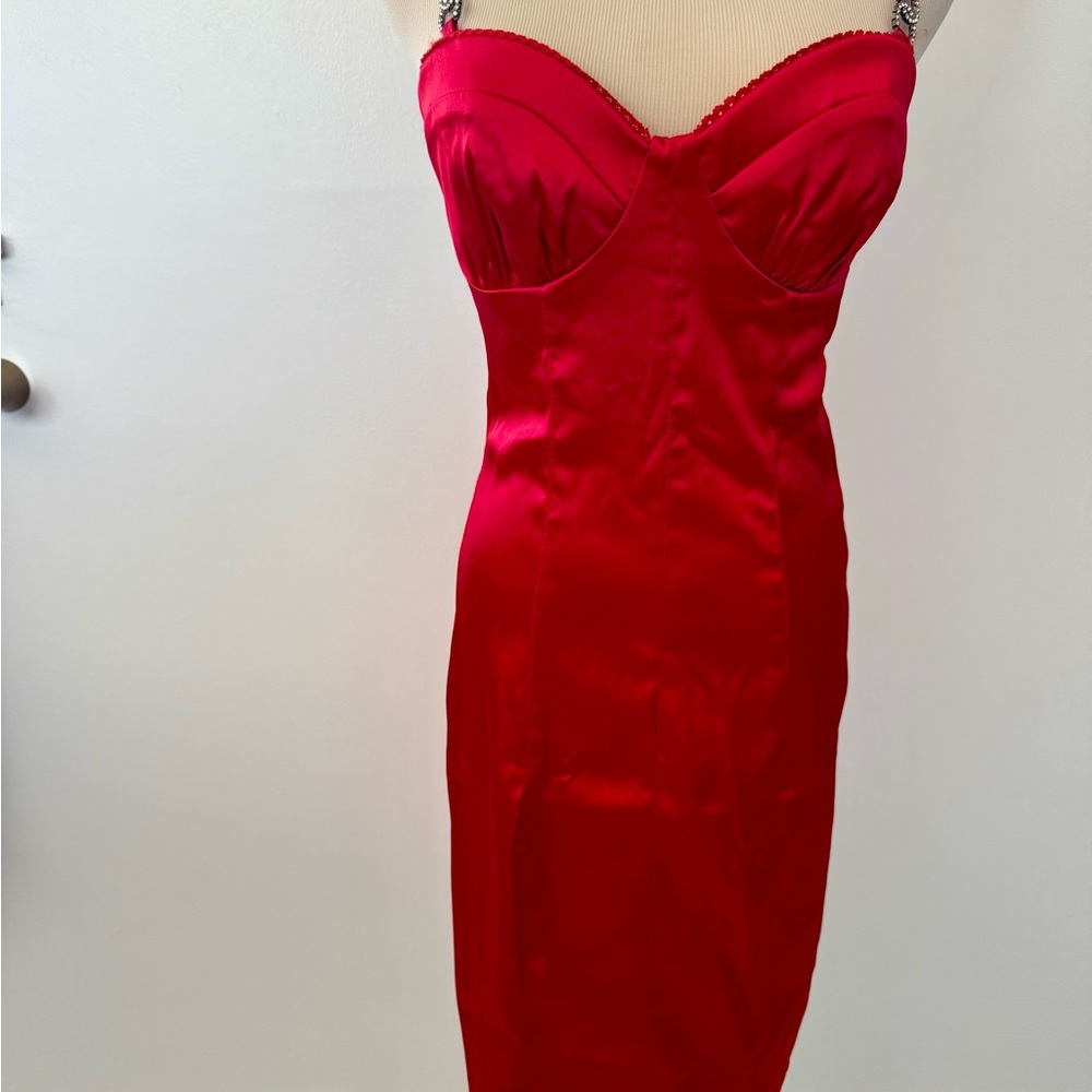 Ruby Rox Red Ruched Strapless Sheath Dress - Picture 6 of 6